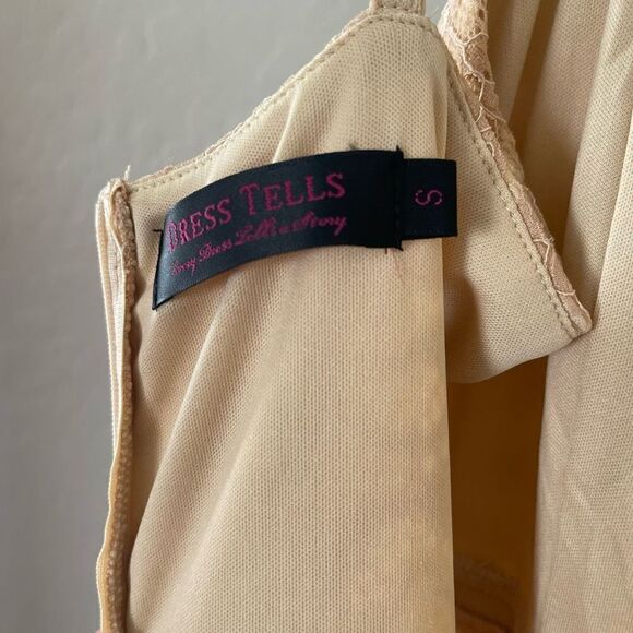 DRESS TALES Sweetheart Chiffon Aline Dress in Champagne Size Small NEW - Picture 10 of 13